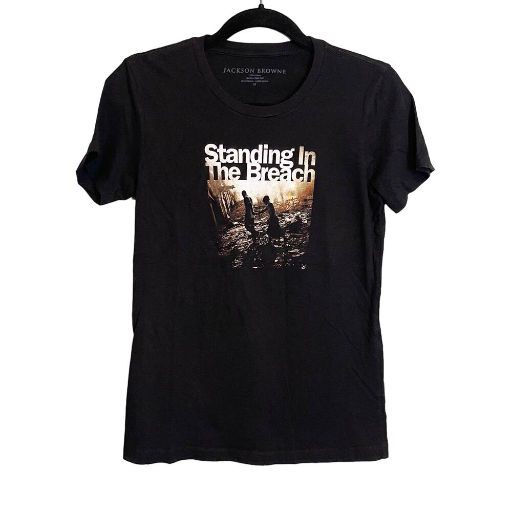 Jackson Browne T-Shirt M Black Standing In The Breach Graphic Merch Short Sleeve